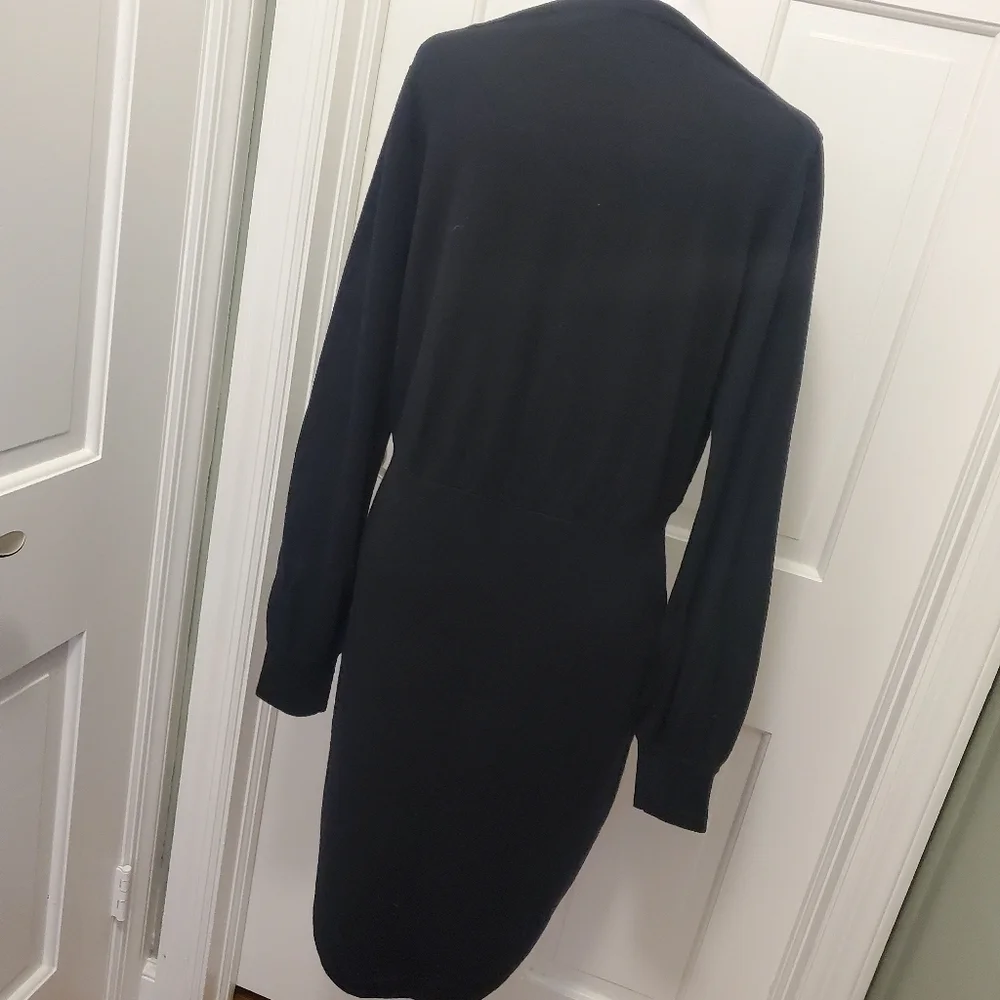 J. Crew Black Merino Wool Blend Sweater Dress Size Large, Business Classic